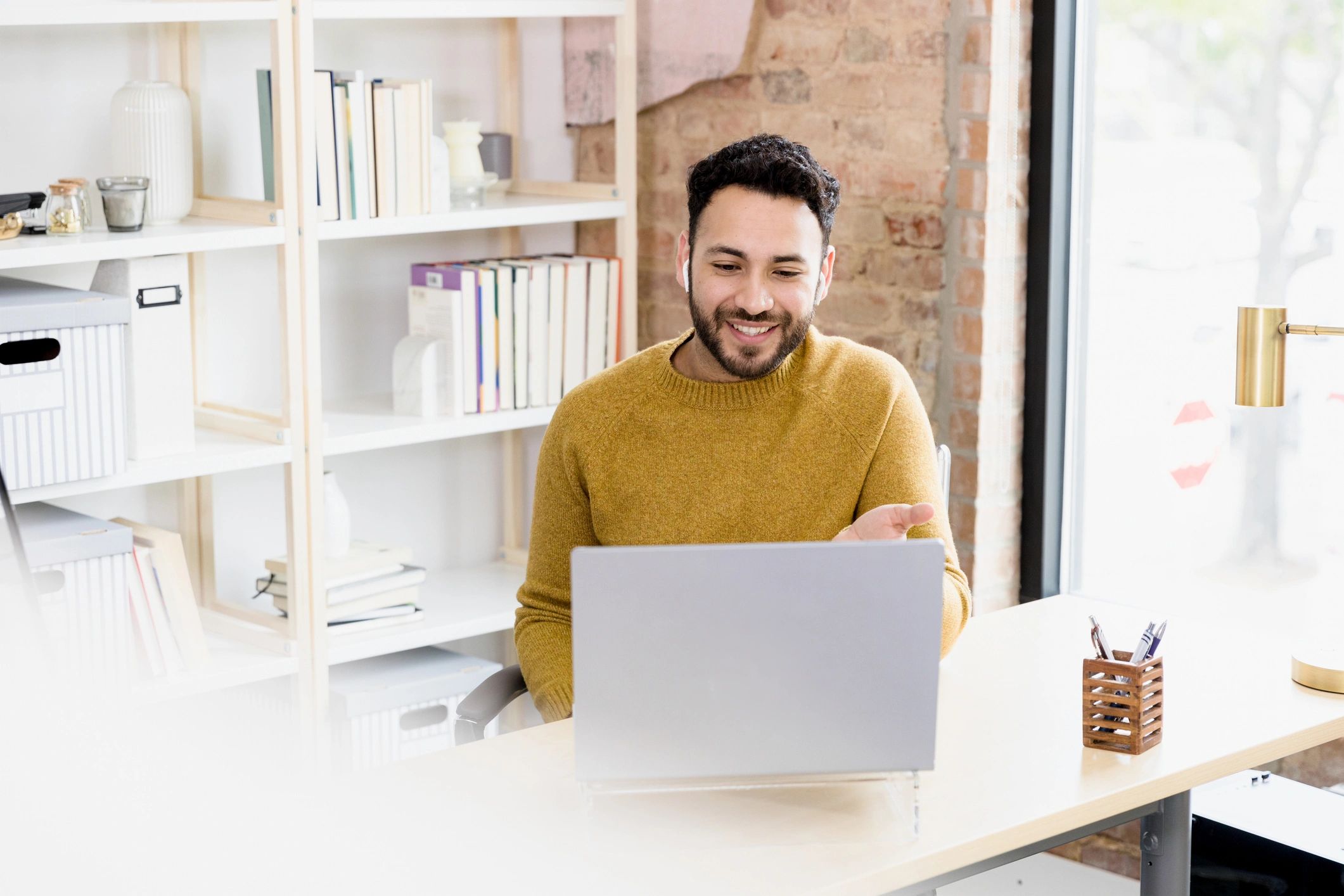Learner using a laptop for online training