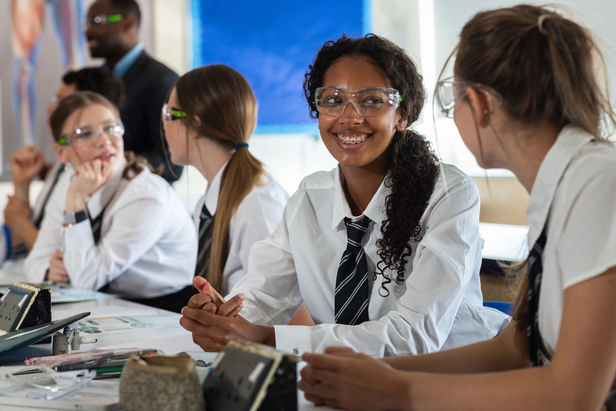 Students learning together in class